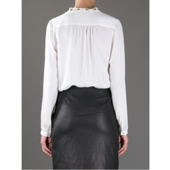 MICHAEL Michael Kors Chain Collar Blouse Gold S - Picture 13 of 15